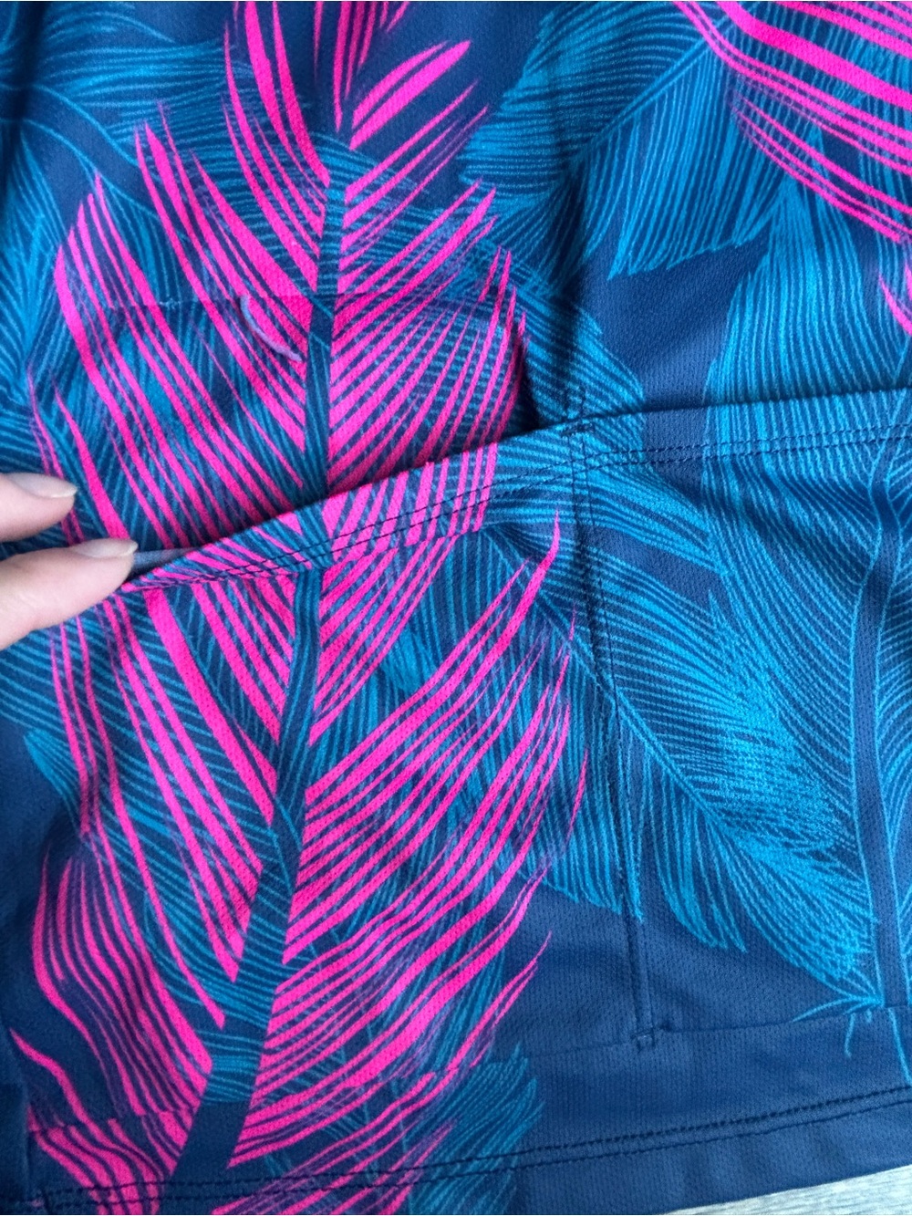 Terry Cycling Mesh Sleeveless Bike Jersey Tank Top Pink Blue Feathers Pockets L - Picture 10 of 12